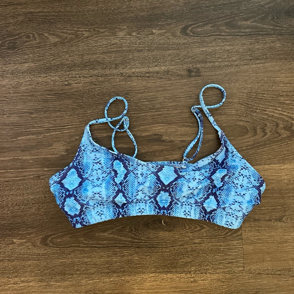 Blue Snake Print Bikini Top